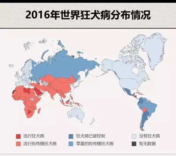 2016年世界狂犬病分布情况